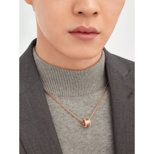 B.zero1 pendant necklace in 18 kt rose gold set with pavé diamonds 358346 image 5