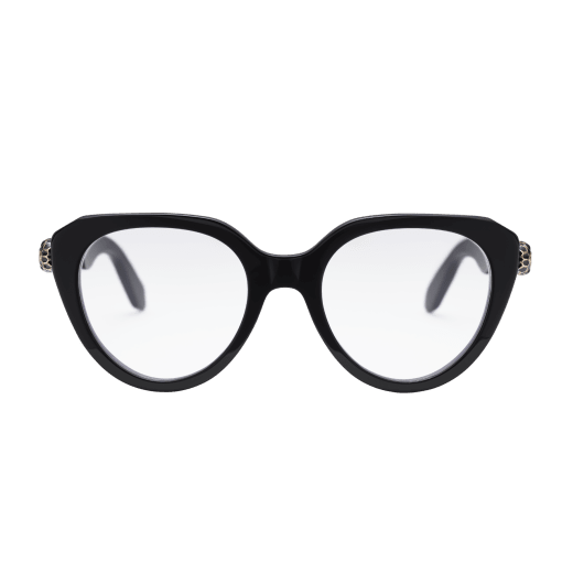 Serpenti Forever cat-eye acetate glasses with enameled snakehead decor on the temples and blue light filter lenses 904303 image 3