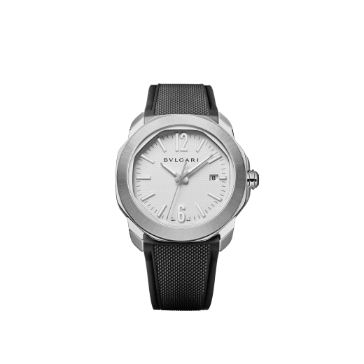 Octo Roma Automatic watch with mechanical manufacture movement, automatic winding, satin-brushed and polished stainless steel case and interchangeable bracelet, white Clous de Paris dial. Water resistant up to 100 meters 103738 image 6