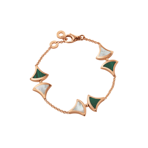DIVAS' DREAM bracelet in 18 kt rose gold, set with malachite and mother-of-pearl elements. BR857497 image 1