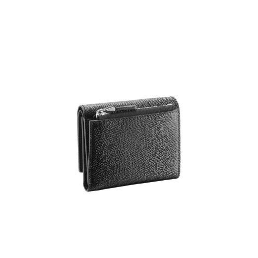 【美品】 ブルガリ ロゴクリップ 三つ折り財布 コンパクトウォレット 本革 黒