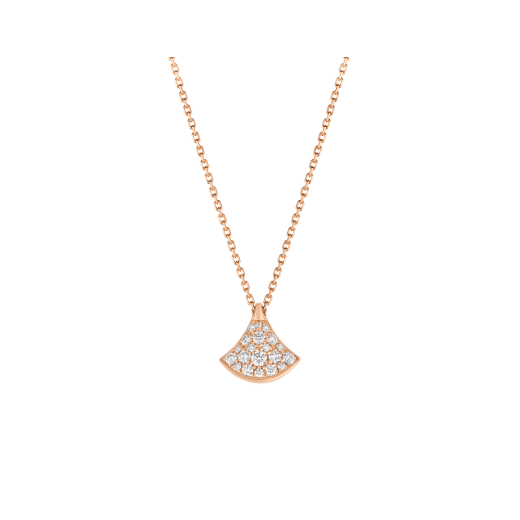 Divas' Dream 18 kt rose necklace set with pavé diamonds 361446 image 1
