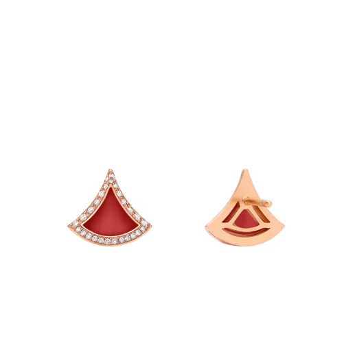 Divas' Dream 18 kt rose gold earrings set with carnelian elements and pavé diamonds 360092 image 3