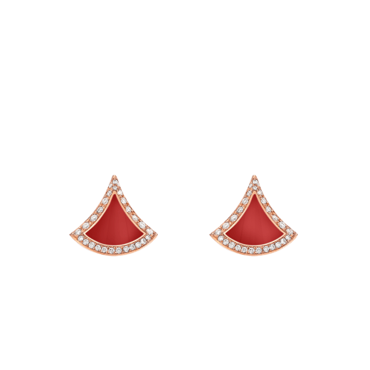 Divas' Dream 18 kt rose gold earrings set with carnelian elements and pavé diamonds 360092 image 1