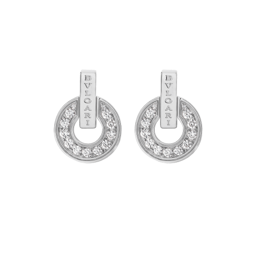 BVLGARI BVLGARI Openwork 18 kt white gold earrings set with full pavé diamonds 357940 image 1