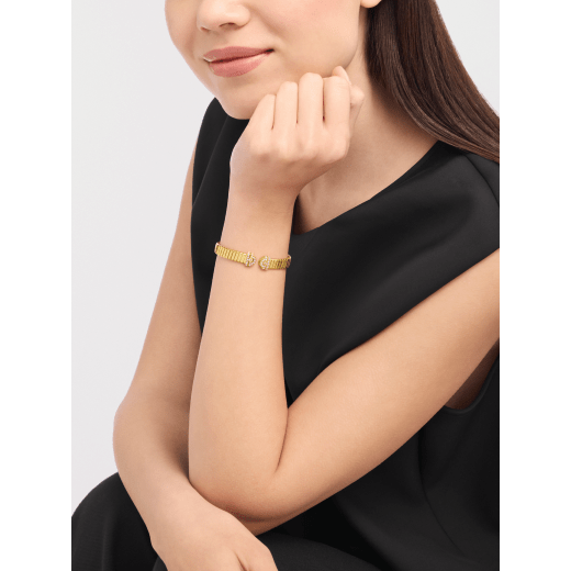 Bvlgari Tubogas 18 kt yellow gold bracelet set with pavé diamonds BR860299 image 2