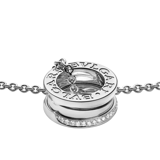 B.zero1 necklace with 18 kt white gold pendant set with demi-pavé diamonds on the edges and 18 kt white gold chain 359618 image 3