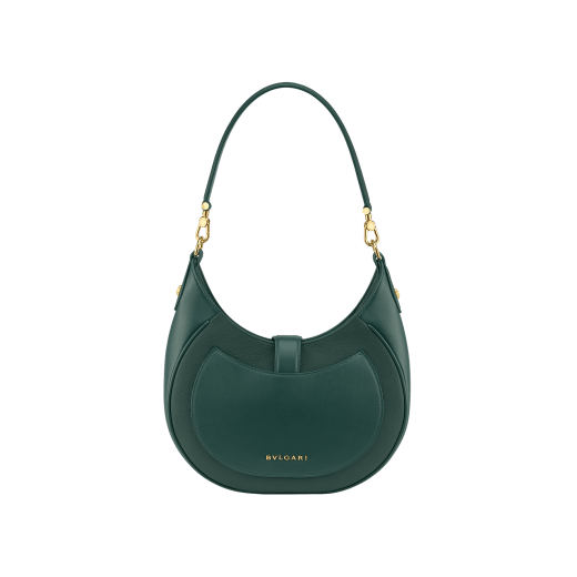 Serpenti Ellipse medium shoulder bag in Urban grain and smooth ivory opal calf leather with flamingo quartz pink grosgrain lining. Captivating snakehead closure in gold-plated brass embellished with black onyx scales and red enamel eyes. 1190-UCL image 3