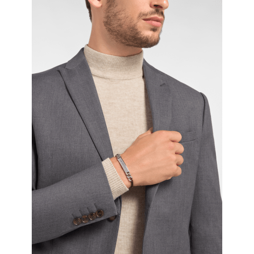 Bvlgari Bvlgari string bracelet in black fabric. Iconic gold-plated plate with Bvlgari logo. BVLGARISTRING image 1