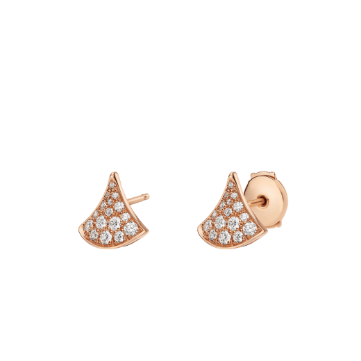 Divas' Dream 18 kt rose gold earrings set with pavé diamonds 361665 image 2