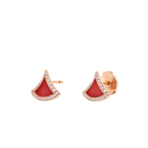 Divas' Dream 18 kt rose gold earrings set with carnelian elements and pavé diamonds 360092 image 2
