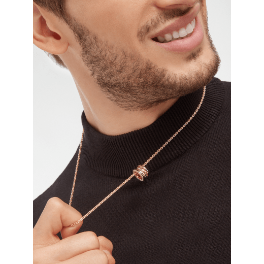 B.zero1 Rock pendant necklace in 18 kt rose gold with studs and black ceramic inserts 358350 image 7