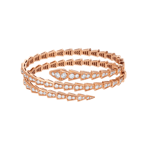 Pulsera Serpenti Viper de dos vueltas en oro rosa de 18 qt con pavé de diamantes BR858796 image 2