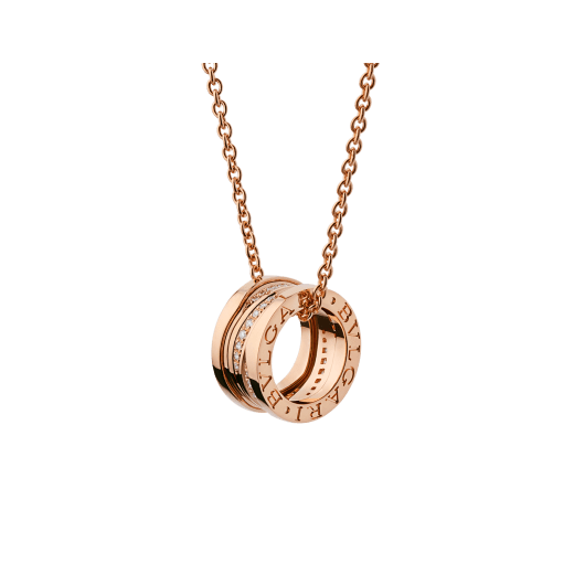 B.zero1 Design Legend necklace with 18 kt rose gold pendant set with pavé diamonds on the spiral and 18 kt rose gold chain 355060 image 1