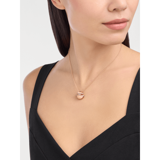 Bvlgari Cabochon 18 kt rose gold necklace set with demi pavé diamonds 361447 image 2