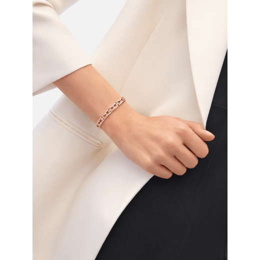 B.zero1 Rock Chain 18 kt rose gold soft bracelet set with full pavé diamonds BR860521 image 1