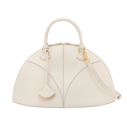 Marquise large top handle bag in black goat leather with black nappa leather lining and zipped closure. Detachable signature black goat leather charm with mirror. DAS-001-1324L image 5