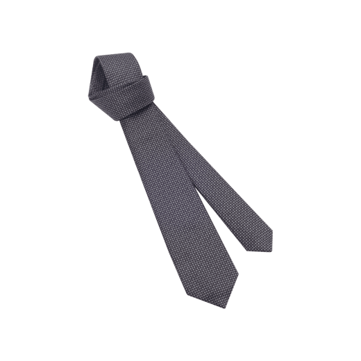 Bulgari Alphabet seven-fold tie in fine anthracite jacquard silk. Made of 100% silk. BVLGARIALPHABET image 1