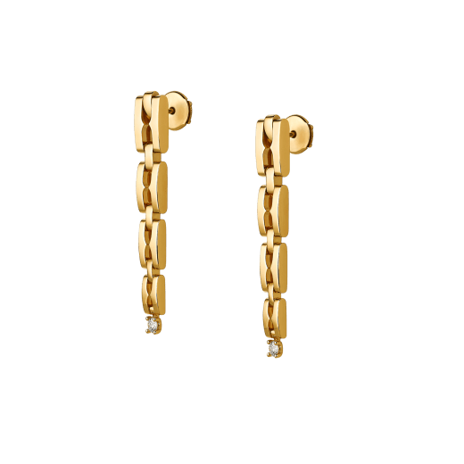 Orecchini pendenti B.zero1 Rock Chain in oro giallo 18 kt con due diamanti taglio brillante. 361955 image 2