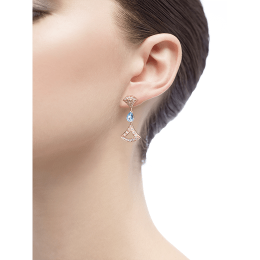 Rose gold DIVAS DREAM Earrings Red Light Blue with 1.03 ct Blue