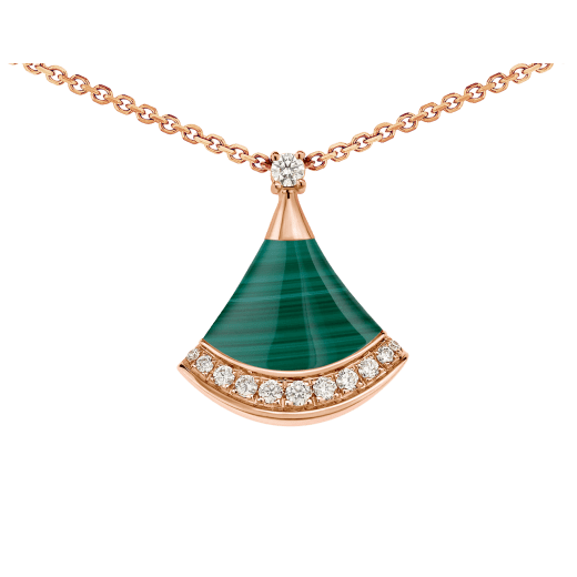 Divas' Dream necklace with pendant in 18 kt rose gold, set with a malachite element and pavé diamonds 361252 image 3