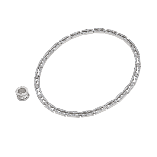 B.zero1 Rock Halskette mit Anhänger aus 18 Karat Gelbgold mit einer Spirale mit Nieten und Diamant-Pavé an den Rändern. 358320 image 6
