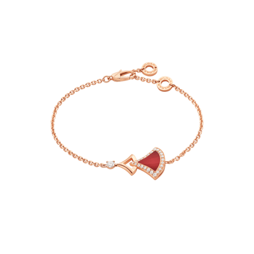 Divas' Dream 18 kt rose gold bracelet set with a carnelian element, a round brilliant-cut diamond and pavé diamonds BR859851 image 1