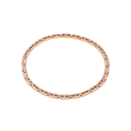 B.zero1 Rock Chain necklace with studded pendant in 18 kt rose gold set with pavé diamonds 360212 image 6