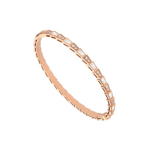 Serpenti Viper 18 kt rose gold bracelet set with mother-of-pearl elements and pavé diamonds BR859370 image 1
