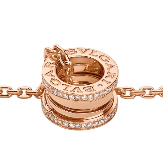 B.zero1 pendant necklace in 18 kt rose gold set with pavé diamonds 358346 image 3