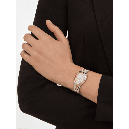 Serpenti Seduttori watch in stainless steel and 18 kt rose gold case and bracelet, with white silver opaline dial 103948 image 1