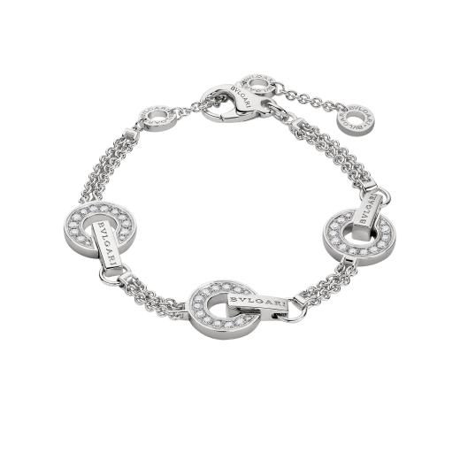 BVLGARI BVLGARI openwork 18 kt white gold bracelet set with full pavé diamonds on circular elements BR859065 image 1