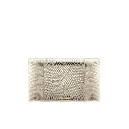 “Serpenti” evening handle clutch bag in charcoal diamond metallic karung skin. Light gold Serpenti Seduttori handle. 526-HANDLECLUTCH image 3