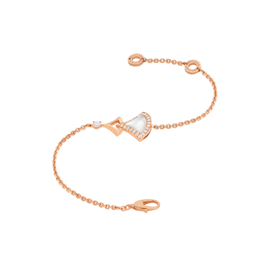 DIVAS' DREAM bracelet in 18 kt rose gold set with mother-of-pearl element and pavé diamonds BR859263 image 2