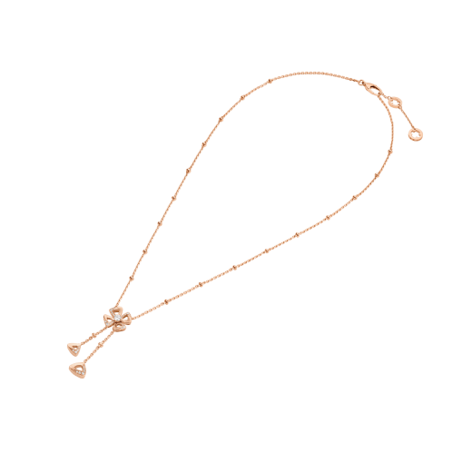 Fiorever 18 kt rose gold necklace set with a central round brilliant-cut diamond (0.10 ct) and pavé diamonds (0.09 ct) 357137 image 2