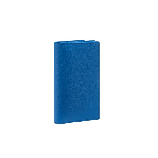 BULGARI BULGARI Man large yen wallet in grain calf leather, Mediterranean lapis blue on the outside and foggy opal grey on the inside. Iconic palladium-plated brass décor and folded closure. BBM-WLT-Y-ZP-16C-gclb image 3