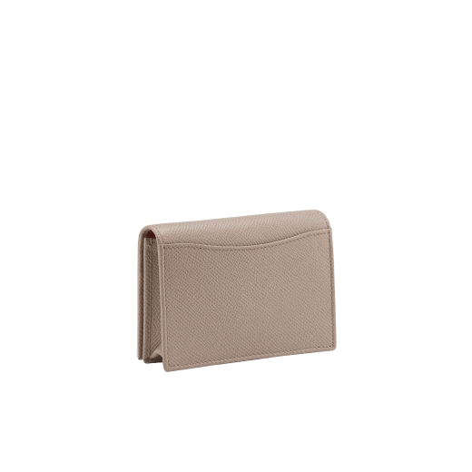 BULGARI BULGARI Man folded business card holder in teal topaz green grained calf leather with foggy opal grey grained calf leather interior. Iconic palladium-plated brass embellishment and folded closure. BBM-BC-HOLD-SIMPLEb image 3