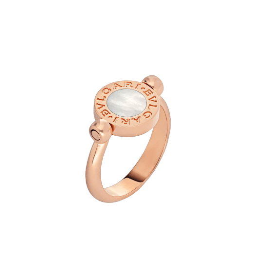 BVLGARI BVLGARI 18 kt rose gold flip ring set with mother-of-pearl and onyx AN856192 image 3