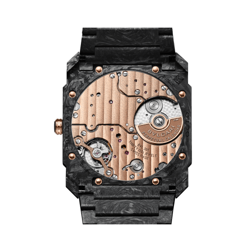 Octo Finissimo CarbonGold Perpetual Calendar watch in carbon with mechanical manufacture ultra-thin movement, automatic winding, perpetual calendar, carbon dial, with gold-colored hands and indexes. Water-resistant up to 100 meters 103778 image 4