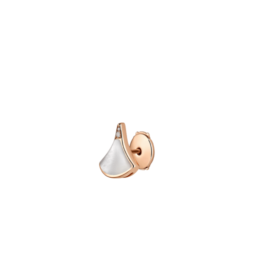 Divas' Dream 18 kt rose gold fan-shaped single stud earring set with mother-of-pearl and pavé diamonds 361992 image 2