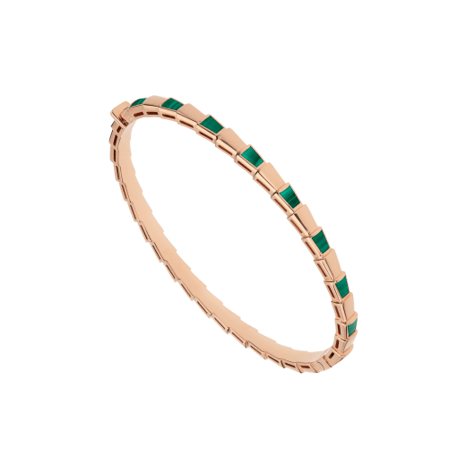 Bracelet jonc fin Serpenti Viper en or rose 18 K serti d’éléments en malachite BR858709 image 1