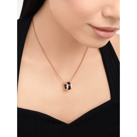 B.zero1 necklace with 18 kt rose gold chain and with 18 kt rose gold and black ceramic pendant. 346083 image 2