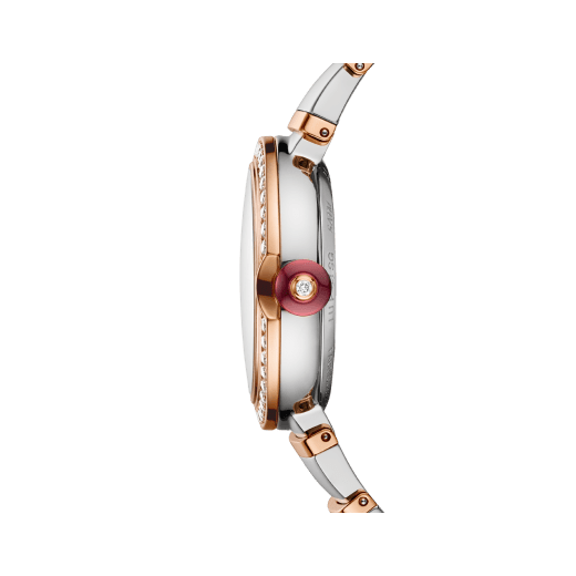 LVCEA watch with stainless steel case, 18 kt rose gold bezel set with diamonds, grey lacquered dial, diamond indexes, stainless steel and 18 kt rose gold bracelet 103029 image 3