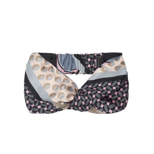 Sun double-faced headband in fine, printed sheer amethyst purple silk twill. SUNHEADBAND image 3