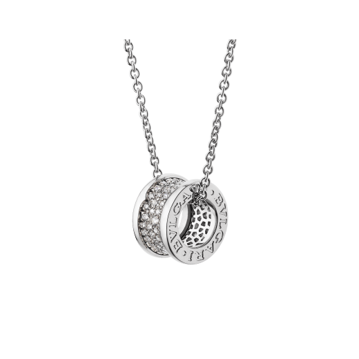 B.zero1 necklace with 18 kt white gold chain and pendant in 18 kt white gold set with pavé diamonds on the spiral. 346167 image 1