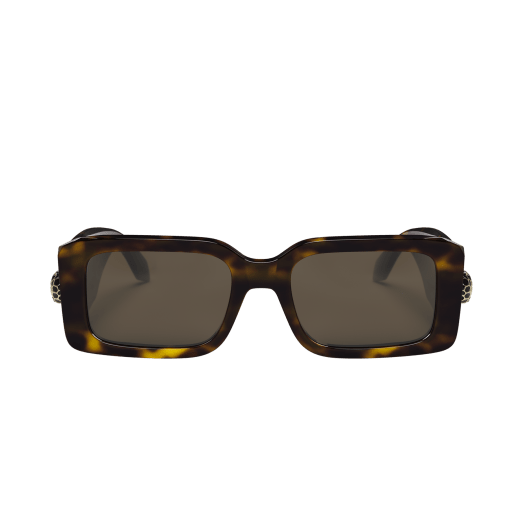 Serpenti Forever rectangular acetate sunglasses with enamelled snakehead embellishment on the temples 904360 image 2