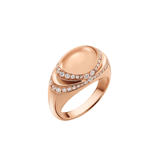 Bvlgari Cabochon 18 kt rose gold ring set with demi pavé diamonds AN860280 image 2