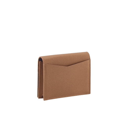 Bvlgari Bvlgari Man folded business card holder in black grain calf leather. Iconic palladium-plated brass embellishment and folded closure. BBM-BC-HOLD-SIMP-R image 3