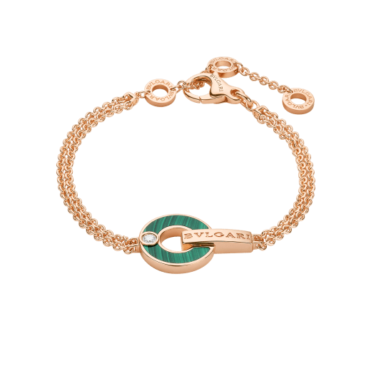 BVLGARI BVLGARI Openwork 18 kt rose gold bracelet set with malachite elements and a round brilliant-cut diamond BR858958 image 1