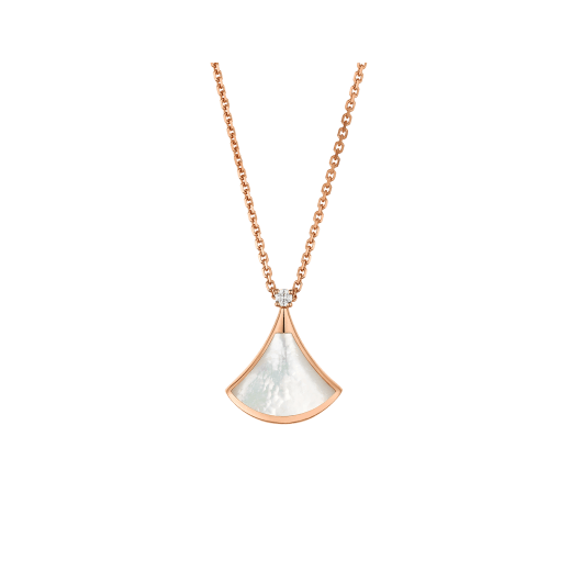 DIVAS' DREAM necklace in 18 kt rose gold with 18 kt rose gold pendant set with one diamond and mother-of-pearl. 359986 image 1
